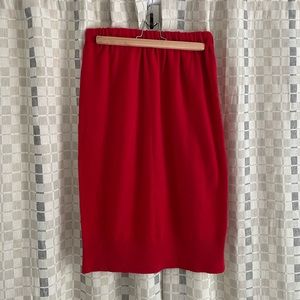 Red Cashmere Pencil Skirt